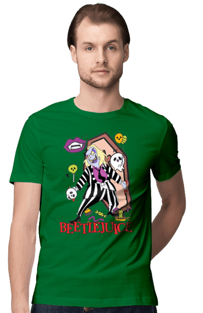 Men's t-shirt with prints Beetlejuice. Beetlejuice, comedy, ghost, horror, movie, tim burton, warner bros. 2070702