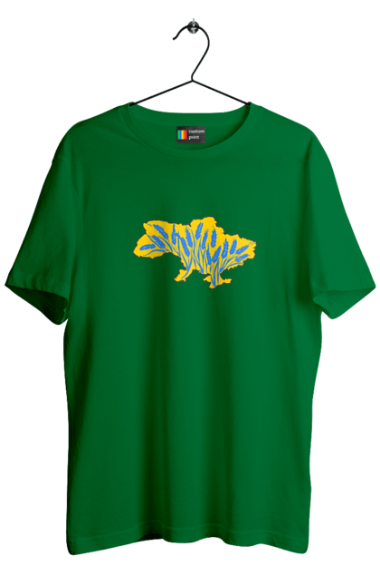 Футболка чоловіча з принтом "Україна". Зерно, мапа, патріотичне зображення, пщениця, україна, українська тематика. 2070702