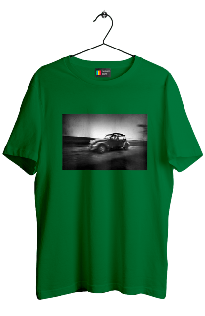 Футболка чоловіча з принтом "Ретро машина чб". Авто, ретро, ретро машина, чорно біла машина. 2070702