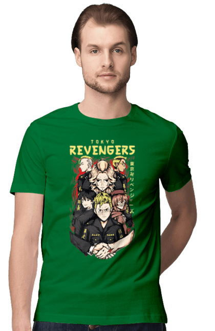 Men's t-shirt with prints Tokyo Avengers. Action movie, anime, fantasy, game, manga, takemichi, thriller, tokyo avengers, tokyo revengers, tv series. 2070702