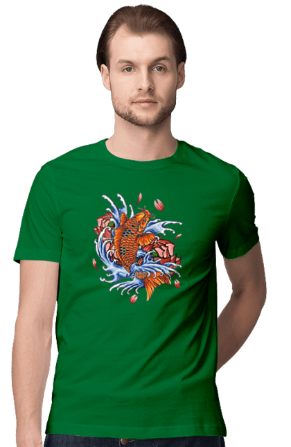 Футболка чоловіча з принтом "Риба і хвилі". Ryba, квітка, хвиля. 2070702