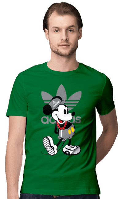 Футболка чоловіча з принтом "Adidas Міккі Маус". Adidas, mickey mouse, адідас, дісней, міккі, міккі маус, мультфільм. 2070702