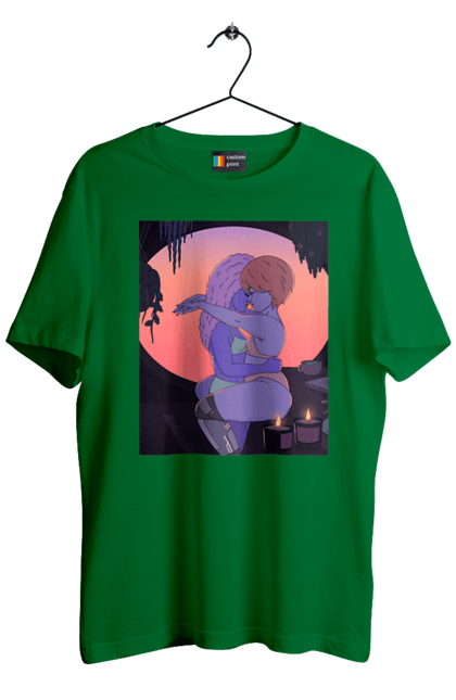 Футболка чоловіча з принтом "Фіолетові Дівчата Обіймаються". Захід, обійми. 2070702