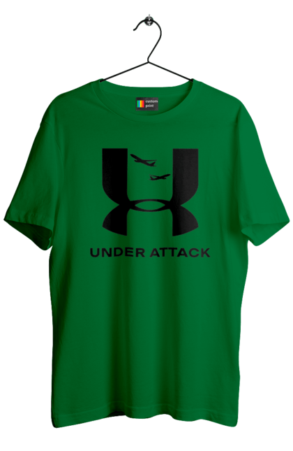 Футболка чоловіча з принтом "Under Attack black". Андер армор, бренди, гумор, приколи, прикольні, ундер армор. 2070702