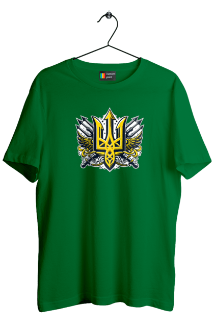 Футболка чоловіча з принтом "Символіка україни". Герб, патріотичні зображення, символіка, тризуб, україна. 2070702