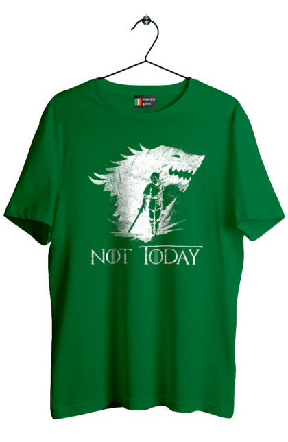 Men's t-shirt with prints Game of Thrones Arya. Arya, game, got, not today, stark, starks, thrones, tv show, wolf, wolves. 2070702