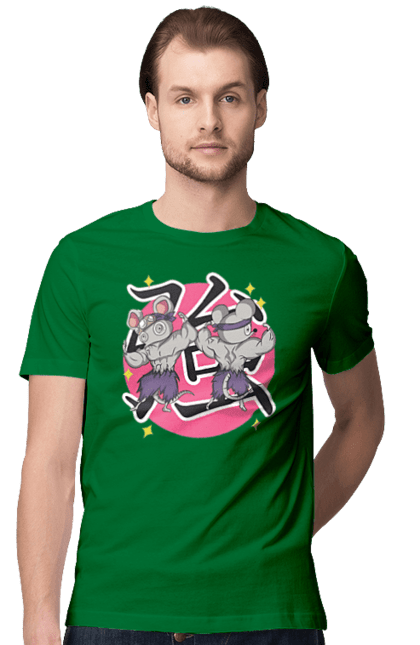 Men's t-shirt with prints Demon Slayer Uzui Tengen's mice. Anime, demon slayer, kimetsu no yaiba, manga, mice, serial, tengen, tengen uzui, uzui. 2070702