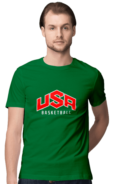 Футболка чоловіча з принтом "Баскетбол США". Basketball, usa, usa basketball, баскетбол, команда, спорт, спортивна команда, сша. 2070702