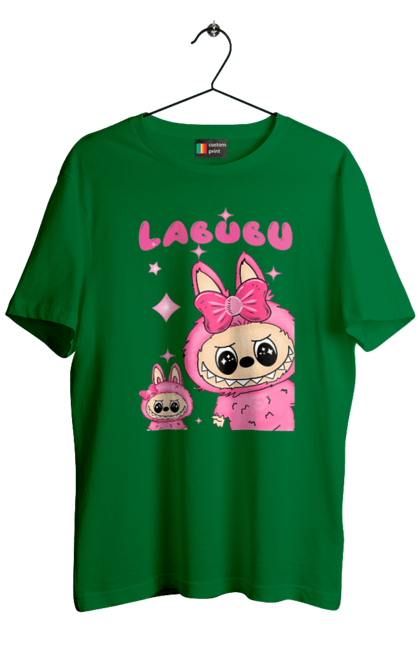 Футболка чоловіча з принтом "Лабубу". Іграшка лабубу, лабубу, лабубу кока кола, мерч лабубу, мила, рожева лабубу, смішна лабубу. 2070702