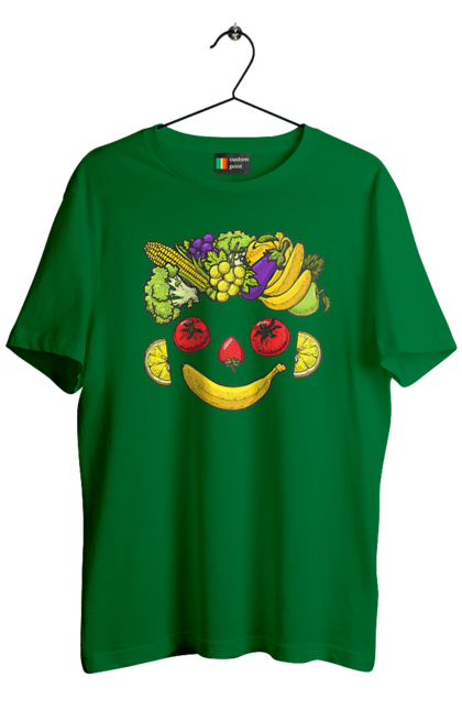 Men`s t-shirt with prints Hls Smile. Healthy, smile, vegetable. 2070702