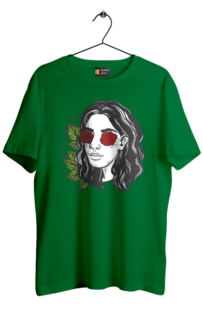 Футболка чоловіча з принтом "Дівчина З Трояндами На Очах". Дівчина, троянда. 2070702