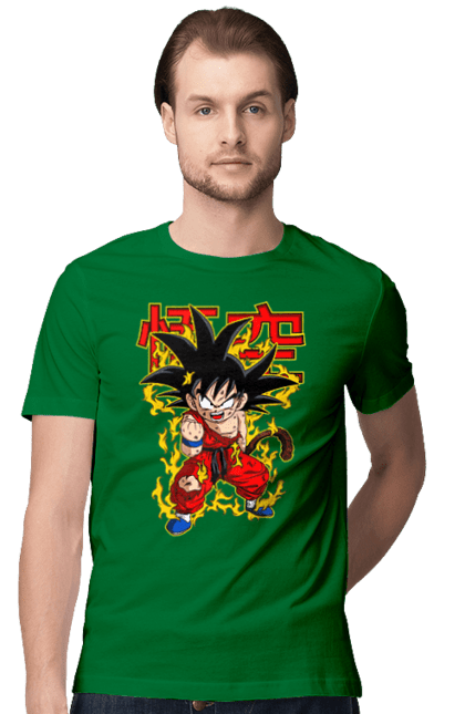 Men's t-shirt with prints Dragon Ball Son Goku. Anime, dragon ball, goku, manga, son goku, tv series. 2070702