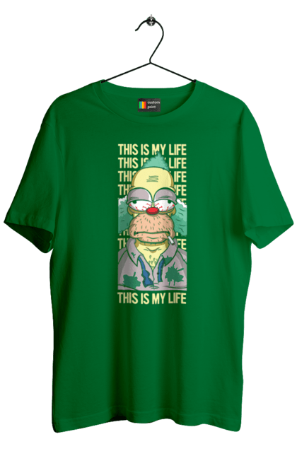 Футболка мужская с принтом THIS IS MY LIFE KRUSTY plus. Krusty, krusty the clown, simpsons, клоун красти, красти, симпсоны. 2070702