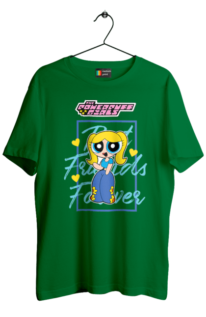 Men's t-shirt with prints Powerpuff Girls Bubbles. Animated series, bubbles, cartoon network, cool girls, powerpuff girls. 2070702