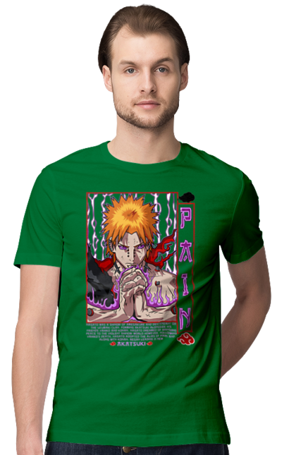 Men's t-shirt with prints Naruto Yahiko. Akatsuki, anime, character, manga, naruto, ninja, pain, tv series, yahiko. 2070702