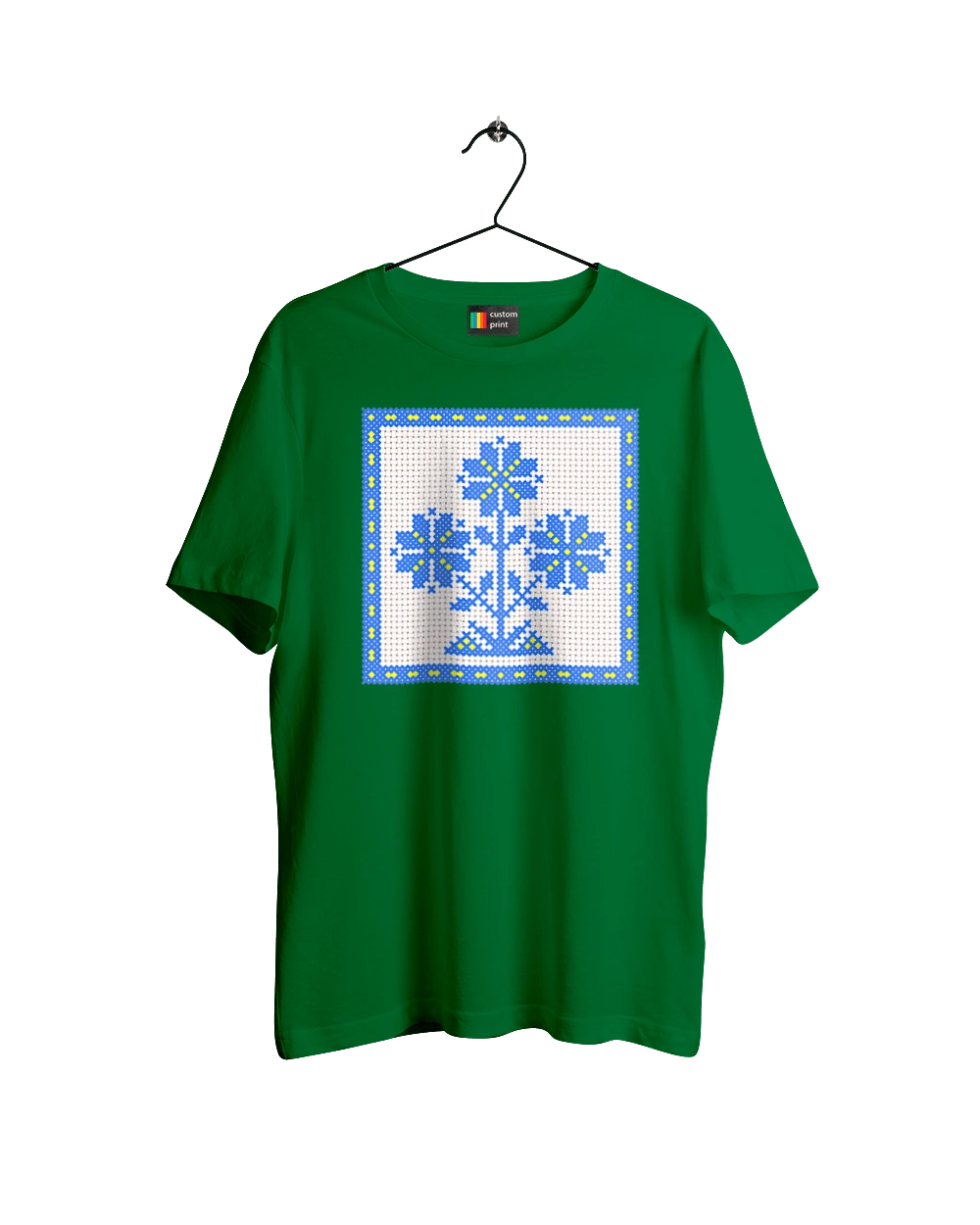 Yellow blue embroidery flowers