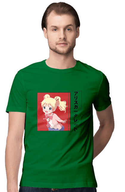 Men's t-shirt with prints Kiniro Mosaic Alice Cartelet. Alice, alice cartelet, anime, gold mosaic, kiniro mosaic, kinmoza, manga. 2070702