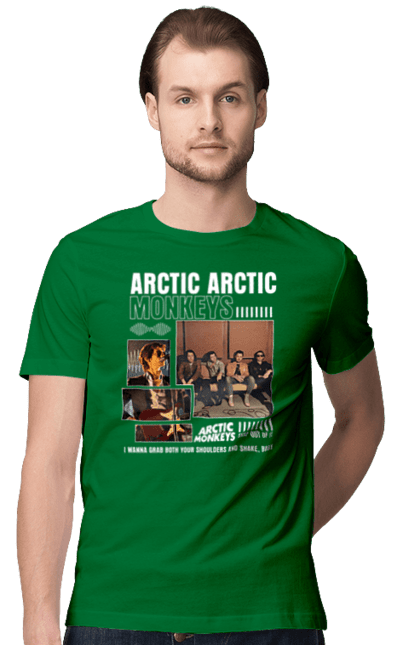 Men's t-shirt with prints Arctic Monkeys. Arctic monkeys, garage rock, group, indie rock, music, post-punk revival, psychedelic rock, rock. 2070702