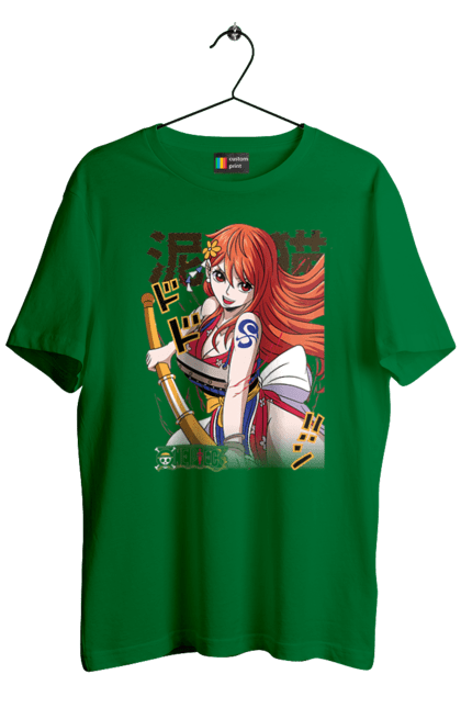 Men's t-shirt with prints One Piece Nami. Anime, cat burglar, manga, nami, one piece, straw hat pirates. 2070702