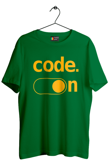 Футболка чоловіча з принтом "Код увімкнено". Айті, айтішник, для айтішника, для програміста, код увімкнено, подарунок айтішнику, подарунок програмісту, програміст, розробник. 2070702