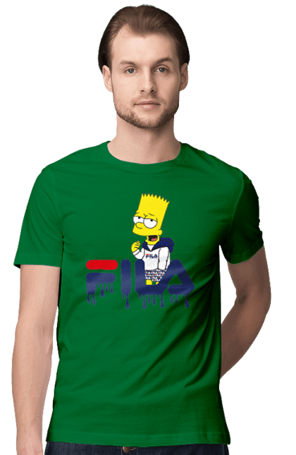 Men's t-shirt with prints Bart FILA. Bart, cartoon, character, simpson, simpsons, sport, sportswear. 2070702