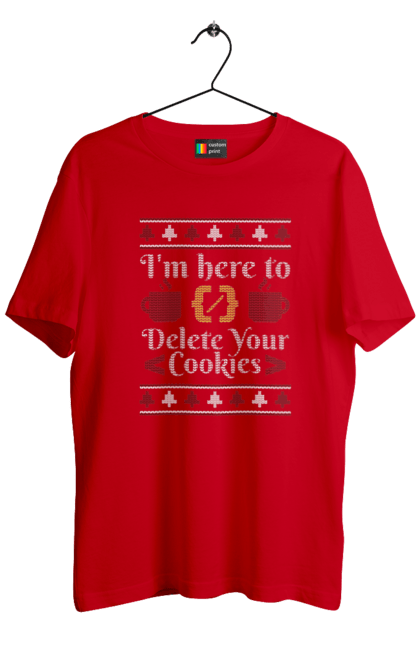 Футболка чоловіча з принтом "Я тут щоб з'їсти твої кукі". 404, ай ті, айтішник, бінарний, код, програміст, розробник, хакер. 2070702