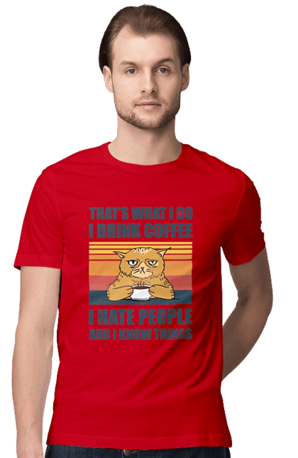 Футболка чоловіча з принтом "Невдоволений кіт". Angular, c, css, html, it, javascript, jquery, php, python, react, svelt, vue, айтишник, айті, гумор, код, кодувати, прогер, програміст, програмісти, ти ж, ти ж програміст, тиж програміст. 2070702