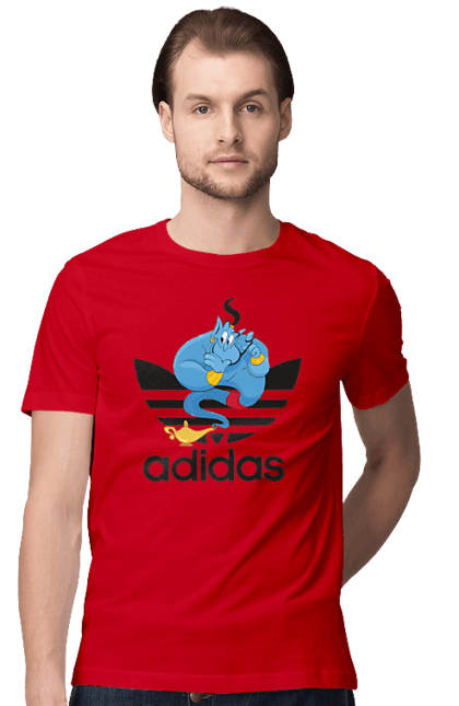 Футболка мужская с принтом Adidas Джинни. Adidas, aladdin, genie, адидас, аладдин, джинни, мультфильм, персонаж. 2070702