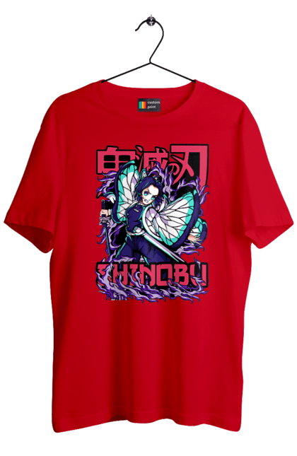 Men's t-shirt with prints Demon Slayer Shinobu. Anime, demon slayer, kimetsu no yaiba, manga, serial, shinobu. 2070702