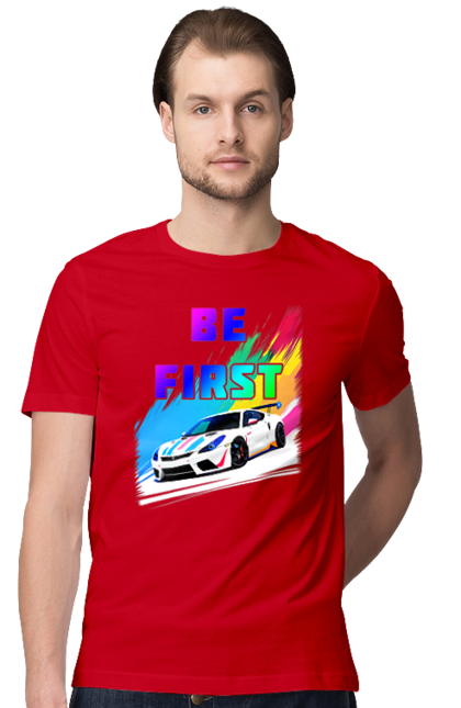Футболка чоловіча з принтом "Гонка". Автомобільний, гонка, спортивна машина, спортивний автомобіль. 2070702