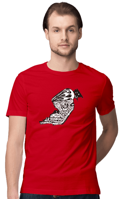 Футболка чоловіча з принтом "Двигун мотоцикла". Байк, бензобак, двигун мотоцикла, харлей девідсон, циліндри, чопер. 2070702