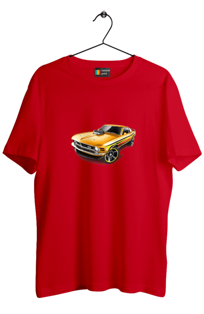 Футболка чоловіча з принтом "Форд мустанг". Американська легенда, жовтий мустанг, культове авто, мустанг, потужне авто, форд мустанг, шелбі. 2070702