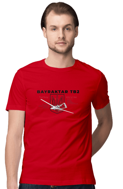 Футболка чоловіча з принтом "Bayraktar TB2". Bayraktar, caesar, himars, javelin, nlaw, patriot, weapon, zaluzhny. 2070702