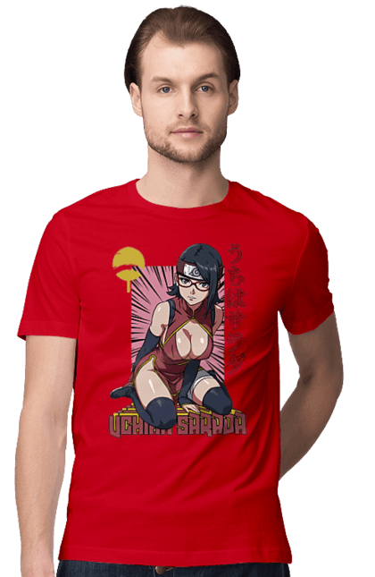 Men's t-shirt with prints Boruto Sarada Uchiha. Anime, boruto, manga, sarada uchiha, tv series, uchiha. 2070702