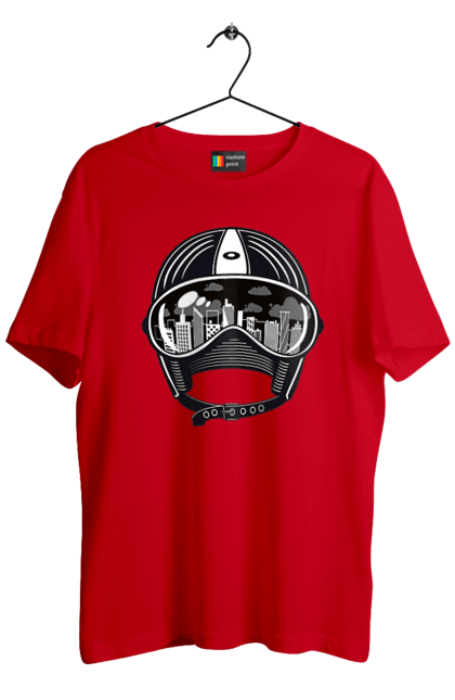 Футболка чоловіча з принтом "Шолом І Місто". Місто, швидкість, шолом. 2070702