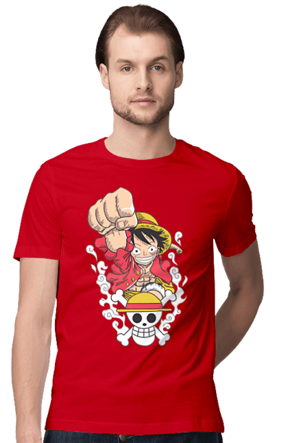 Men's t-shirt with prints One Piece Luffy. Anime, luffy, manga, monkey de luffy, one piece, pirates. 2070702