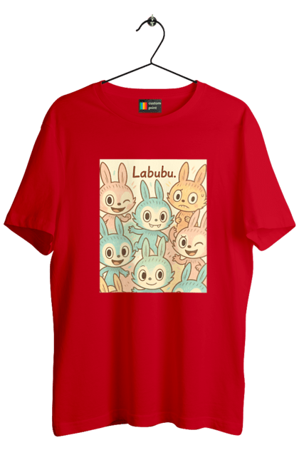 Футболка чоловіча з принтом "Лабубу". Безтурботно, грайливо, дизайнперсонажу, каваї, лабубу, милі мистецтво, ніжні відтінки, пастельніквіти, стиль мультфільму, чарівно. 2070702