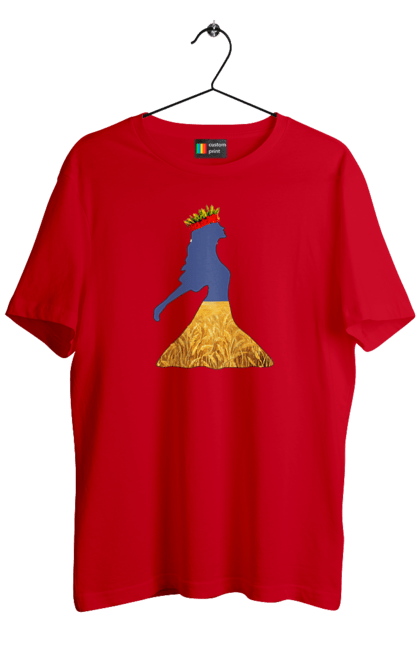 Футболка чоловіча з принтом "Україна". Вінок, дівчина, дівчинка, жовтий синій, жовто-блакитне, маки, національні кольори, небо, пшеничне поле. 2070702