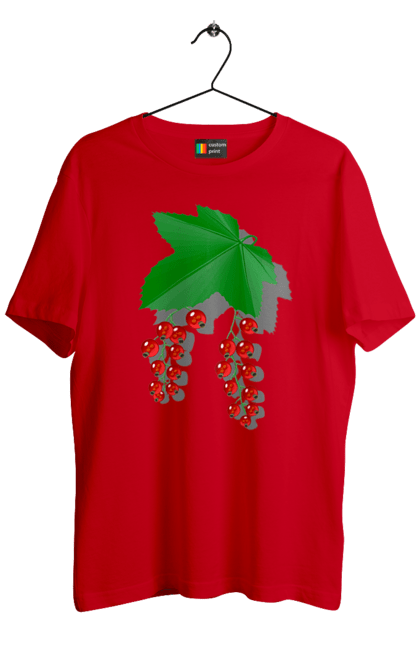 Футболка чоловіча з принтом "Порічки Червоні". Делікатес, зріла, їжа, листя, літо, порічки, порічки червоні, смачно, смородина, стигла, урожай, червона, червона смородина, ягідка, ягода, ягоди. 2070702