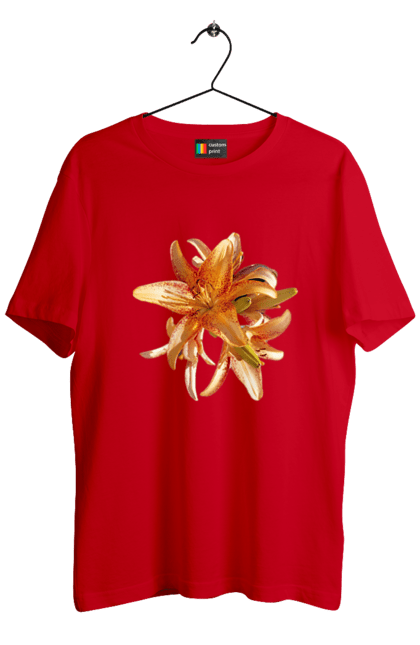 Футболка чоловіча з принтом "Оранжева лілія". Квітка, краса, лілія, оранжевий, помаранчевий, природа, сонячний. 2070702