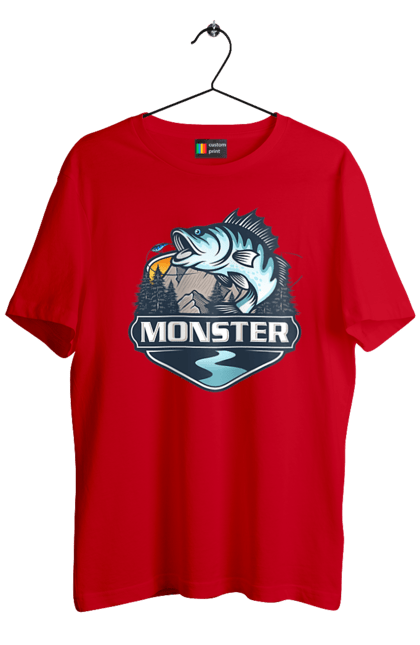 Футболка чоловіча з принтом "Рибалка". Монстер, рибак, рибалка, хоббі. 2070702