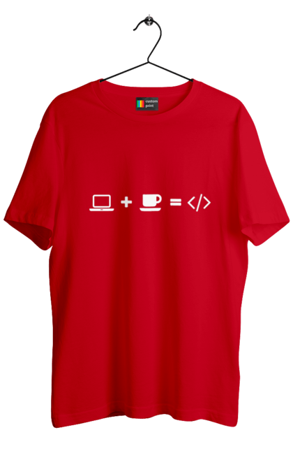 Футболка чоловіча з принтом "Комп`ютер плюс кава дорівнює код". Айті, айтішник, для айтішника, для програміста, кава, подарунок айтішнику, подарунок програмісту, програміст, розробник. 2070702