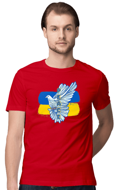 Футболка чоловіча з принтом "Голуб мир". Білий голуб, голуб, мир, прапор україни, символ україни, традиції україни, україна. futbolka.stylus.ua