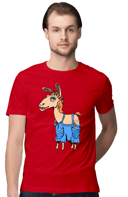 Футболка чоловіча з принтом "Лама В Комбінезоні". Комбінезон, лама. 2070702