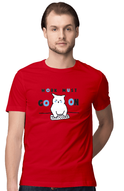 Футболка чоловіча з принтом "Робота не вовк". Айті, кіт, коти, котики, робота. 2070702