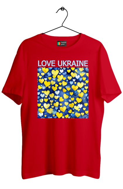 Футболка чоловіча з принтом "Люблю Україну". Люблю україну, любов, серце, символи україни, україна, українська символіка. 2070702