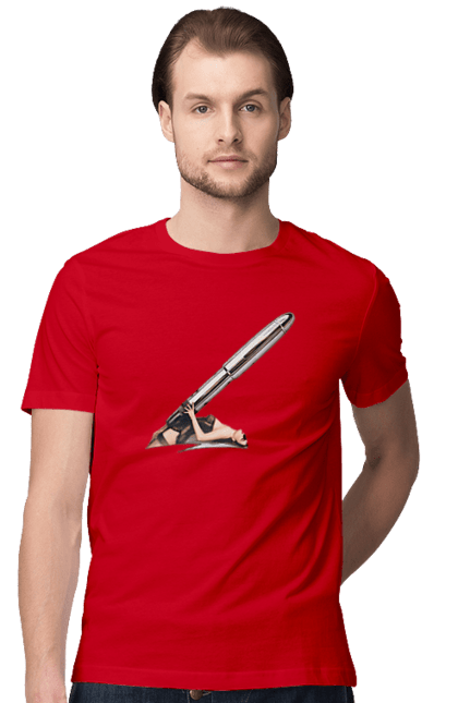 Футболка чоловіча з принтом "Великий Патрон". Дівчина, куля, патрон. 2070702