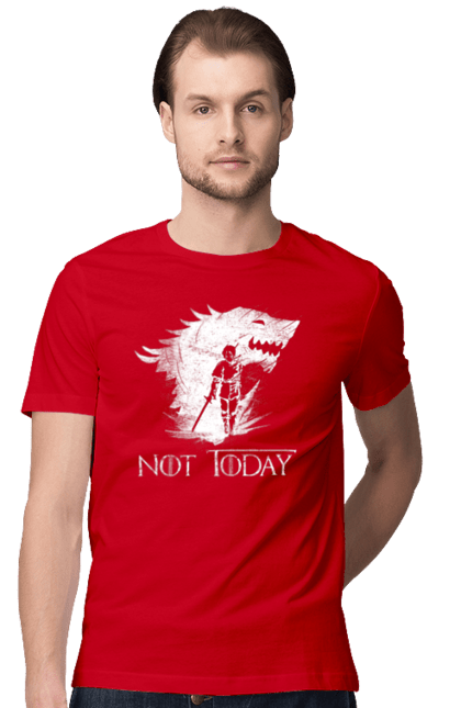 Men's t-shirt with prints Game of Thrones Arya. Arya, game, got, not today, stark, starks, thrones, tv show, wolf, wolves. 2070702