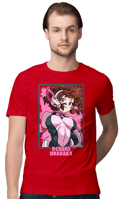 Футболка чоловіча з принтом "Моя академія героїв Урарака". My hero academia, ochako, uraraka, uraraka ochako, академія юей, аніме, манга, моя геройська академія, очако урарака, урарака. 2070702