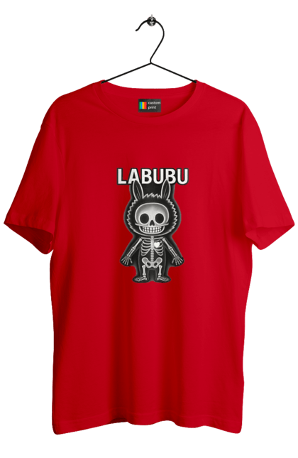 Футболка чоловіча з принтом "Лабубу". Анатомія, кістки, лабубу, миложутко, мінімалізм, рентген, серце` що світиться, скелет, череп, чорнобіле. 2070702